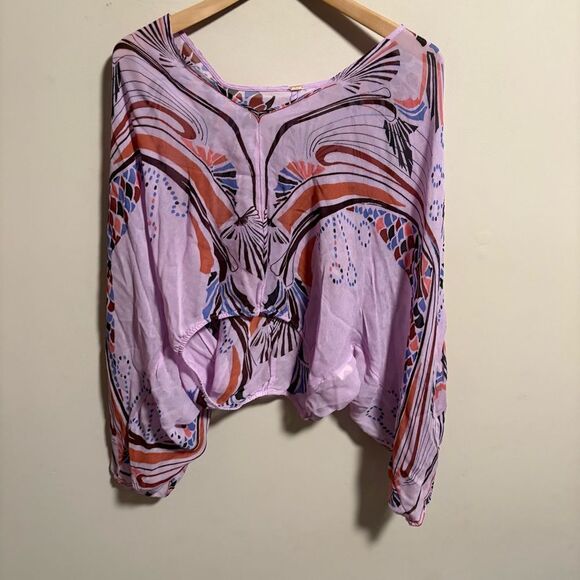 FREE PEOPLE Beneath The Sea Top In Lilac Oversized Sheer - Picture 3 of 7